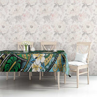 Polynesian Hibiscus Tropical Green Floral Tablecloth Tribal Pattern - Polynesian Pride