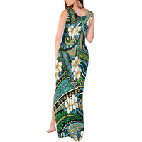 Polynesian Hibiscus Tropical Green Floral Tank Maxi Dress Tribal Pattern - Polynesian Pride