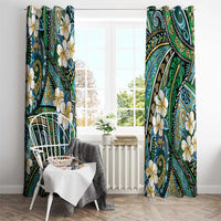 Polynesian Hibiscus Tropical Green Floral Window Curtain Tribal Pattern - Polynesian Pride