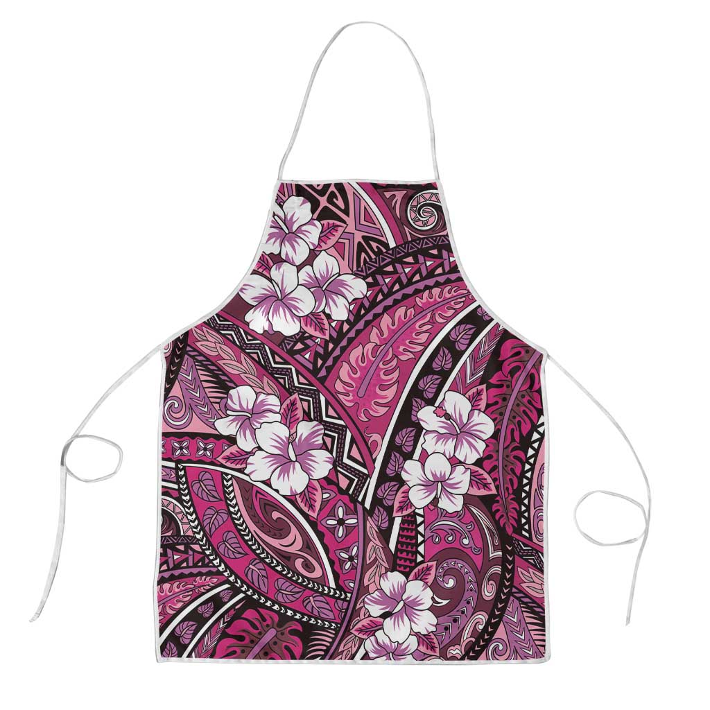 Polynesian Hibiscus Tropical Pink Floral Apron Tribal Pattern - Polynesian Pride