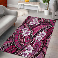 Polynesian Hibiscus Tropical Pink Floral Area Rug Tribal Pattern - Polynesian Pride