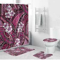 Polynesian Hibiscus Tropical Pink Floral Bathroom Set Tribal Pattern - Polynesian Pride