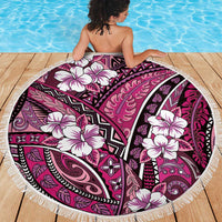 Polynesian Hibiscus Tropical Pink Floral Beach Blanket Tribal Pattern - Polynesian Pride