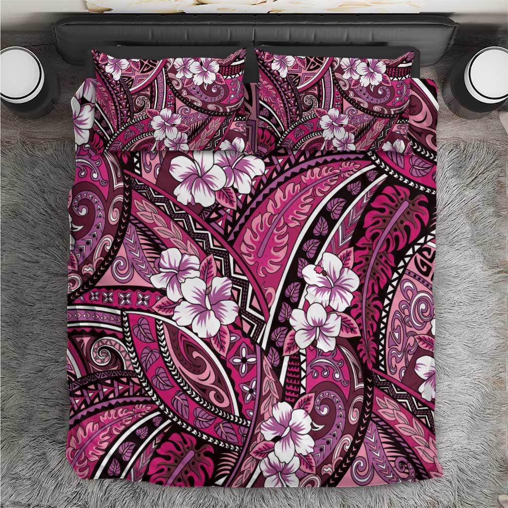Polynesian Hibiscus Tropical Pink Floral Bedding Set Tribal Pattern LT01 Pink - Polynesian Pride