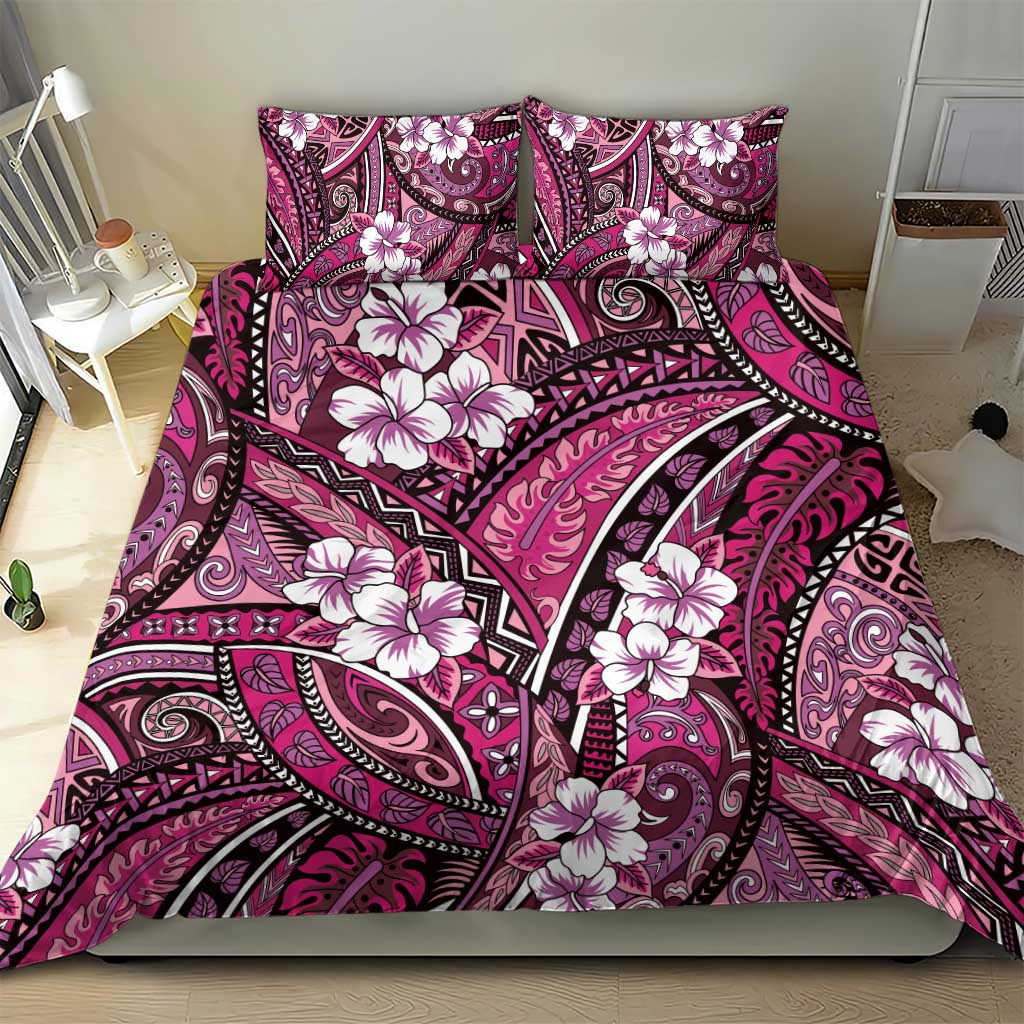 Polynesian Hibiscus Tropical Pink Floral Bedding Set Tribal Pattern - Polynesian Pride