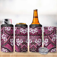 Polynesian Hibiscus Tropical Pink Floral 4 in 1 Can Cooler Tumbler Tribal Pattern - Polynesian Pride