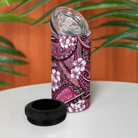 Polynesian Hibiscus Tropical Pink Floral 4 in 1 Can Cooler Tumbler Tribal Pattern - Polynesian Pride