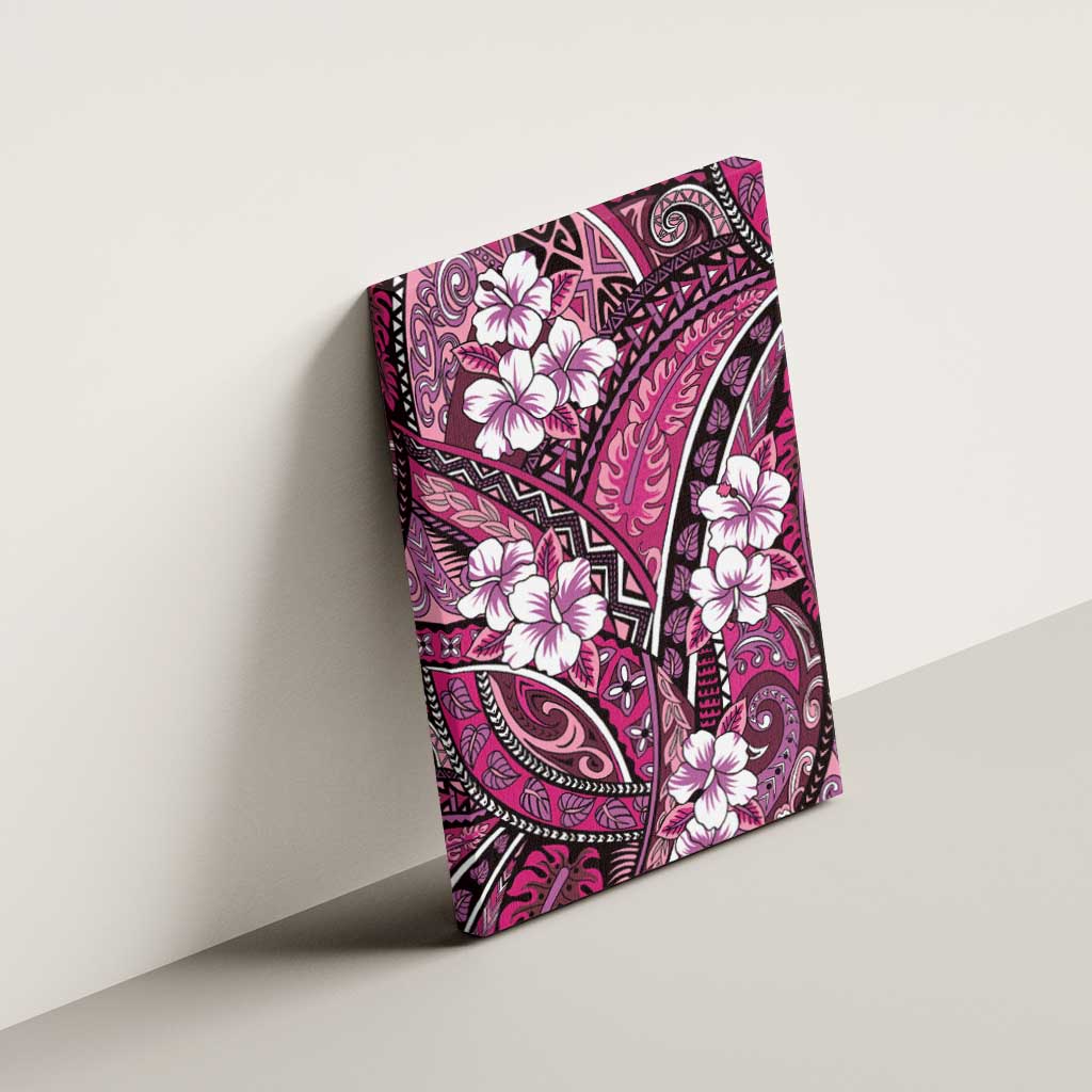 Polynesian Hibiscus Tropical Pink Floral Canvas Wall Art Tribal Pattern - Polynesian Pride