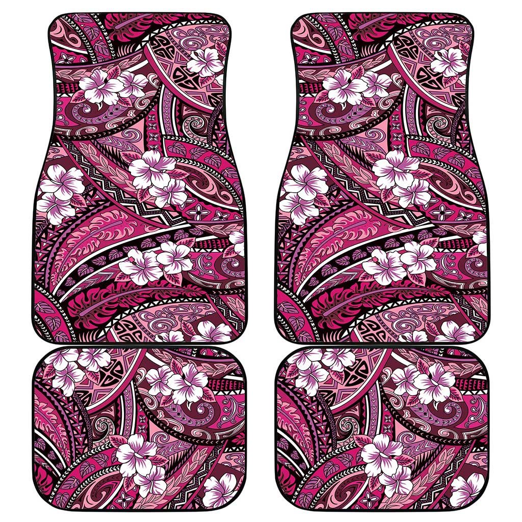 Polynesian Hibiscus Tropical Pink Floral Car Mats Tribal Pattern - Polynesian Pride