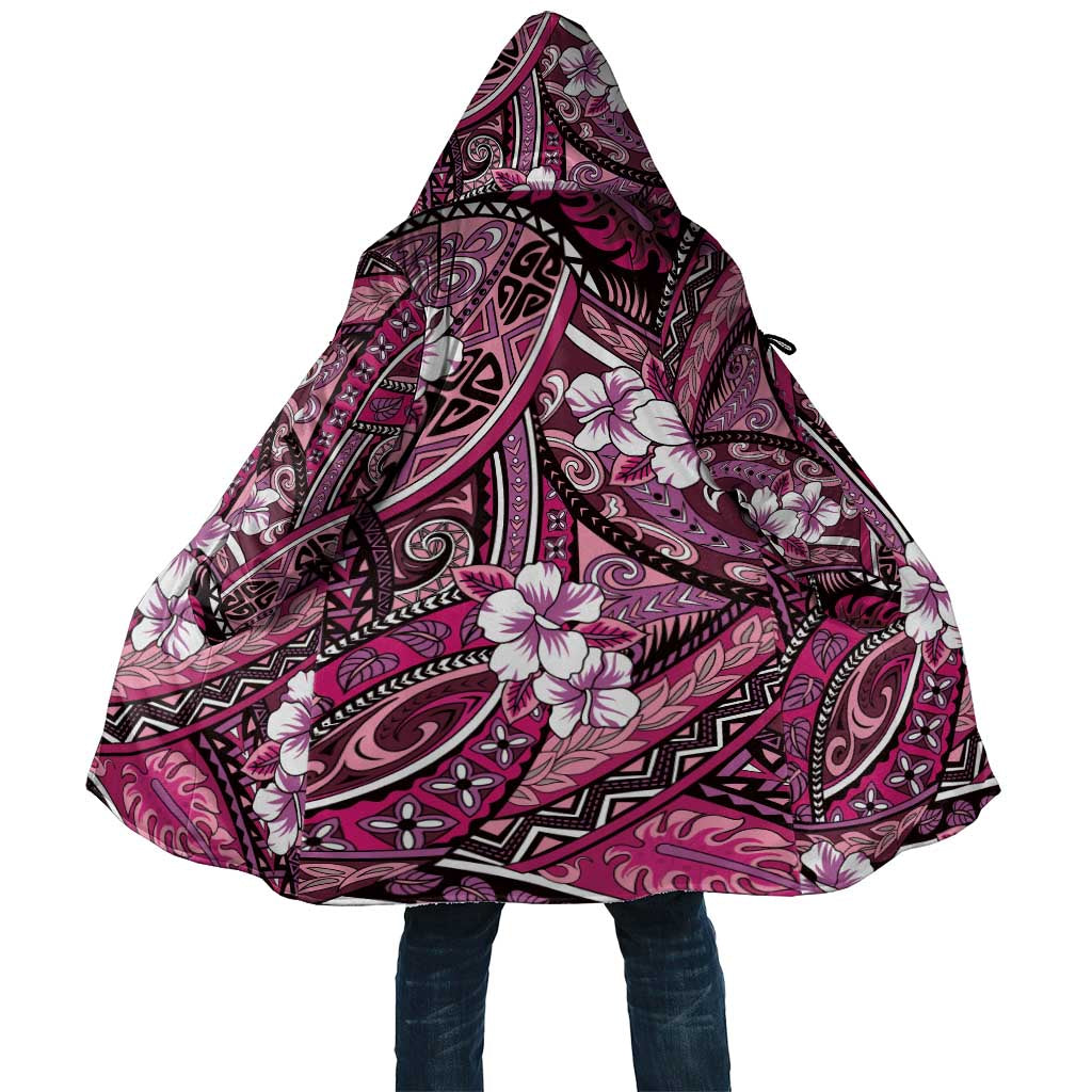 Polynesian Hibiscus Tropical Pink Floral Cloak Tribal Pattern - Polynesian Pride