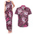 Polynesian Hibiscus Tropical Pink Floral Couples Matching Tank Maxi Dress and Hawaiian Shirt Tribal Pattern - Polynesian Pride