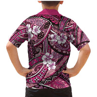 Polynesian Hibiscus Tropical Pink Floral Family Matching Mermaid Dress and Hawaiian Shirt Tribal Pattern - Polynesian Pride