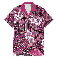 Polynesian Hibiscus Tropical Pink Floral Family Matching Mermaid Dress and Hawaiian Shirt Tribal Pattern - Polynesian Pride