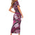 Polynesian Hibiscus Tropical Pink Floral Family Matching Short Sleeve Bodycon Dress and Hawaiian Shirt Tribal Pattern - Polynesian Pride