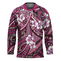 Polynesian Hibiscus Tropical Pink Floral Hockey Jersey Tribal Pattern - Polynesian Pride