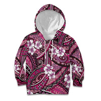 Polynesian Hibiscus Tropical Pink Floral Kid Hoodie Tribal Pattern - Polynesian Pride