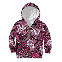 Polynesian Hibiscus Tropical Pink Floral Kid Hoodie Tribal Pattern - Polynesian Pride