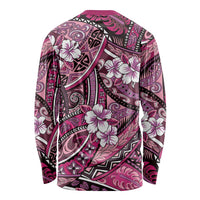 Polynesian Hibiscus Tropical Pink Floral Long Sleeve Shirt Tribal Pattern LT01 - Polynesian Pride