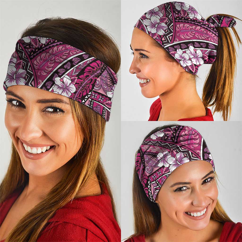 Polynesian Hibiscus Tropical Pink Floral Neck Gaiter Tribal Pattern - Polynesian Pride