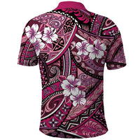 Polynesian Hibiscus Tropical Pink Floral Polo Shirt Tribal Pattern - Polynesian Pride