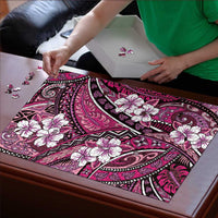 Polynesian Hibiscus Tropical Pink Floral Puzzle Tribal Pattern - Polynesian Pride