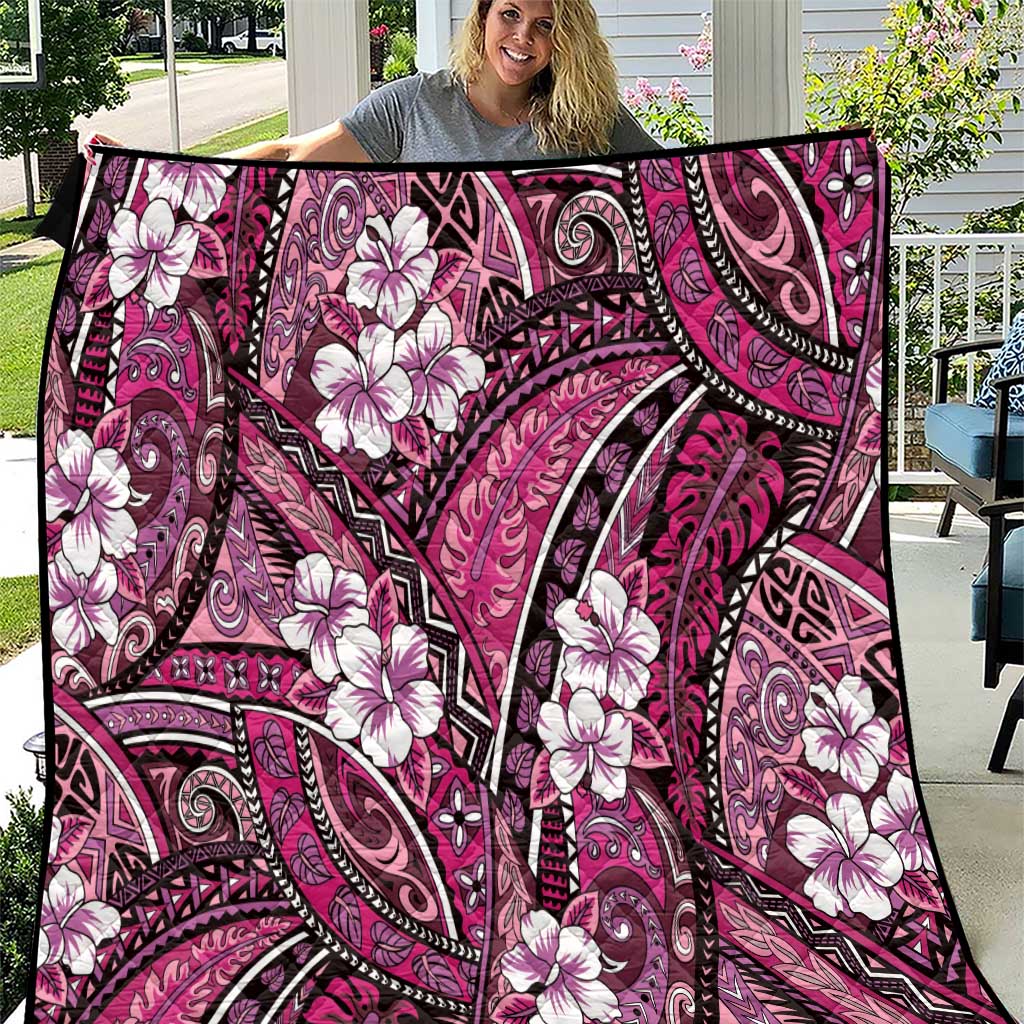 Polynesian Hibiscus Tropical Pink Floral Quilt Tribal Pattern LT01 Pink - Polynesian Pride