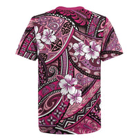 Polynesian Hibiscus Tropical Pink Floral Rugby Jersey Tribal Pattern - Polynesian Pride