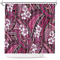 Polynesian Hibiscus Tropical Pink Floral Shower Curtain Tribal Pattern - Polynesian Pride