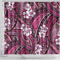 Polynesian Hibiscus Tropical Pink Floral Shower Curtain Tribal Pattern - Polynesian Pride