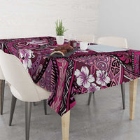 Polynesian Hibiscus Tropical Pink Floral Tablecloth Tribal Pattern - Polynesian Pride