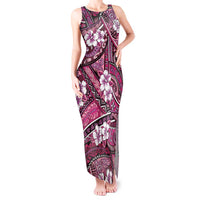Polynesian Hibiscus Tropical Pink Floral Tank Maxi Dress Tribal Pattern - Polynesian Pride