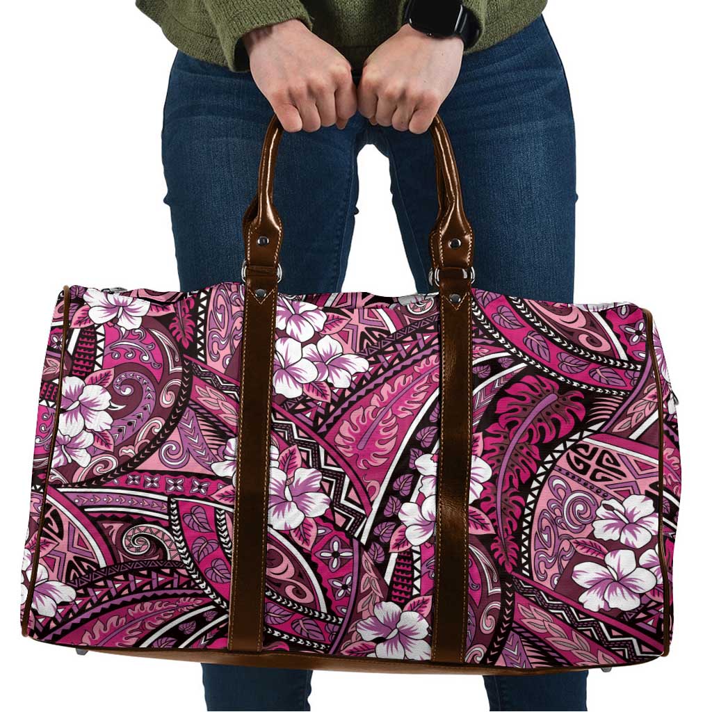 Polynesian Hibiscus Tropical Pink Floral Travel Bag Tribal Pattern LT01 Pink - Polynesian Pride