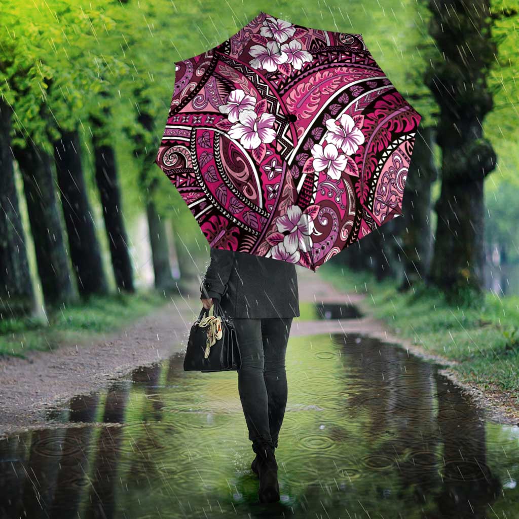 Polynesian Hibiscus Tropical Pink Floral Umbrella Tribal Pattern - Polynesian Pride