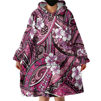 Polynesian Hibiscus Tropical Pink Floral Wearable Blanket Hoodie Tribal Pattern LT01 - Polynesian Pride