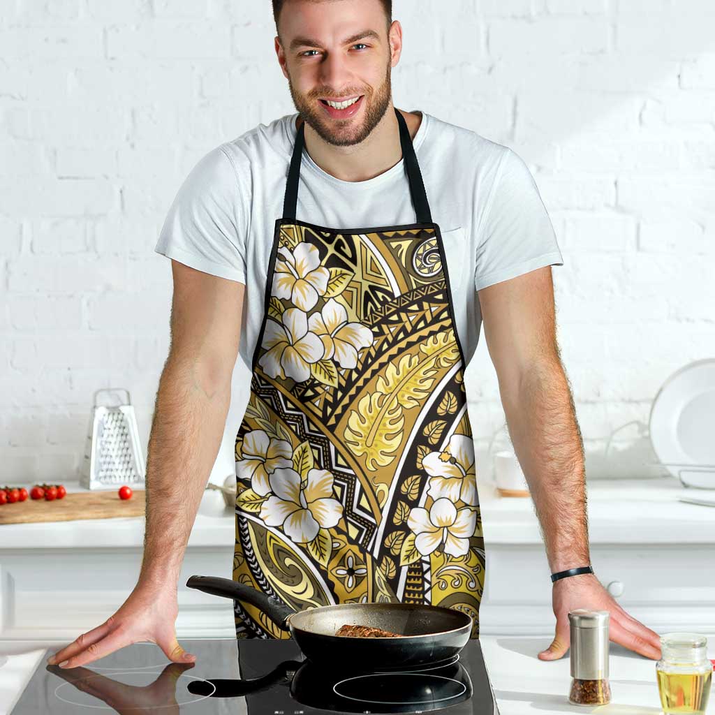 Polynesian Hibiscus Tropical Yellow Floral Apron Tribal Pattern - Polynesian Pride