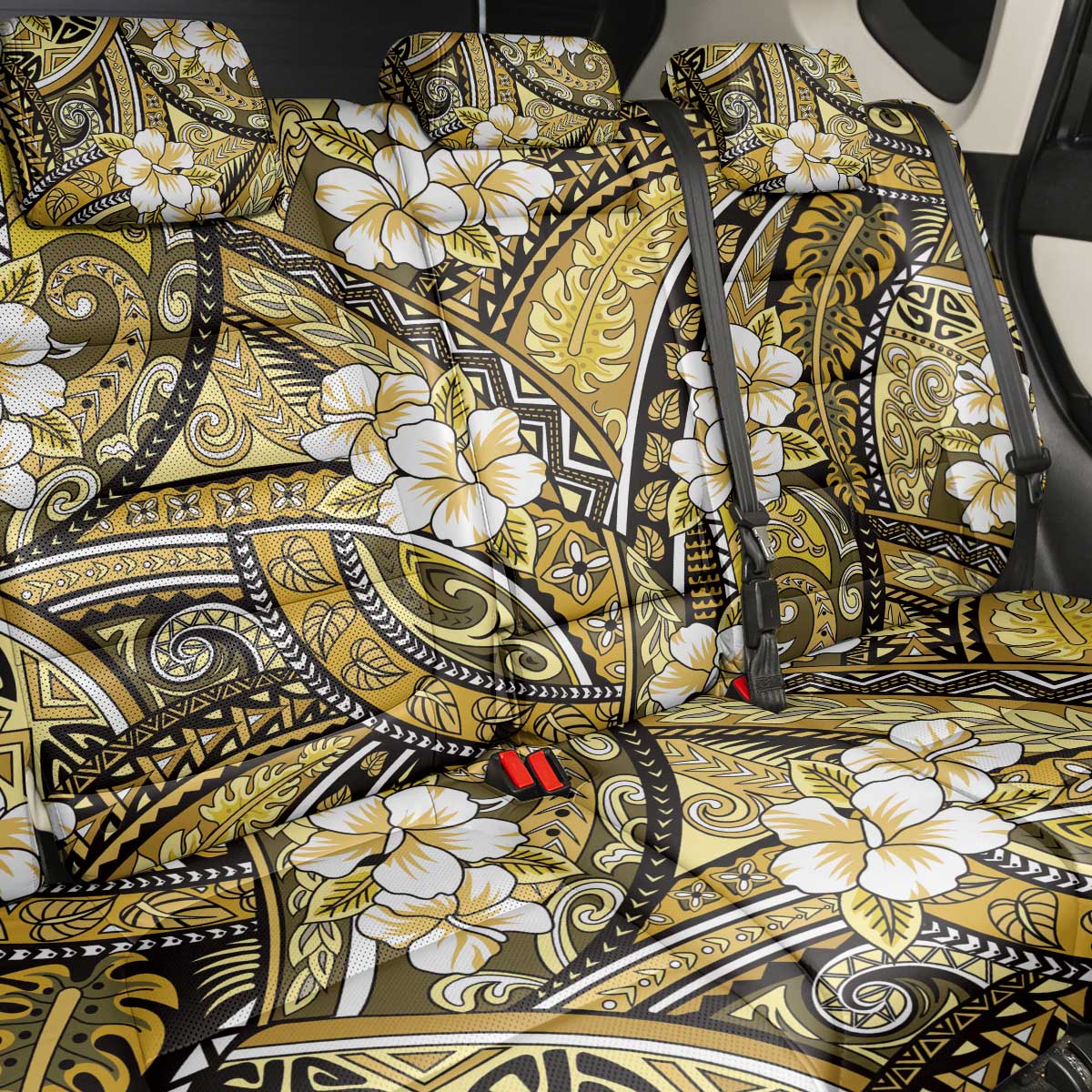Polynesian Hibiscus Tropical Yellow Floral Back Car Seat Cover Tribal Pattern LT01 - Polynesian Pride