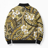 Polynesian Hibiscus Tropical Yellow Floral Bomber Puffer Jacket Tribal Pattern - Polynesian Pride