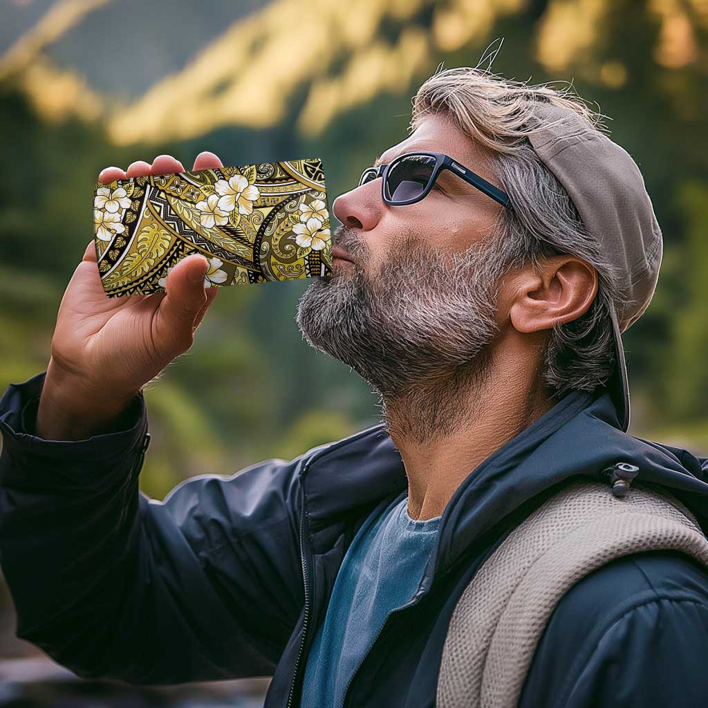 Polynesian Hibiscus Tropical Yellow Floral 4 in 1 Can Cooler Tumbler Tribal Pattern - Polynesian Pride
