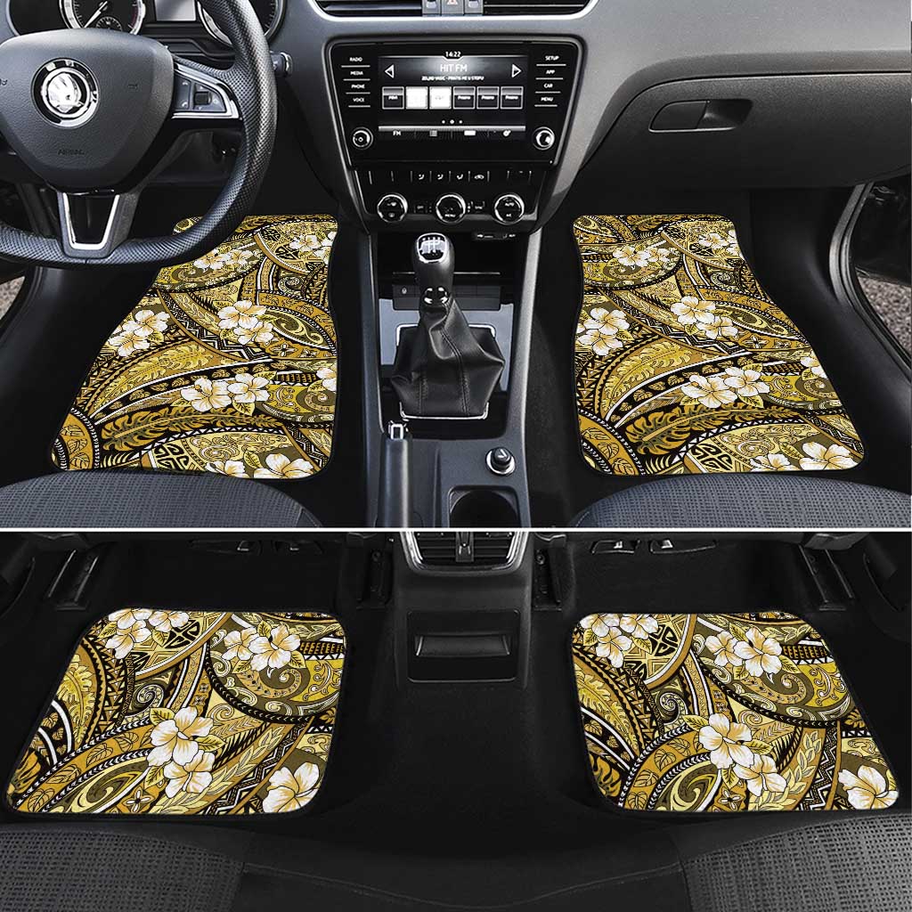 Polynesian Hibiscus Tropical Yellow Floral Car Mats Tribal Pattern - Polynesian Pride
