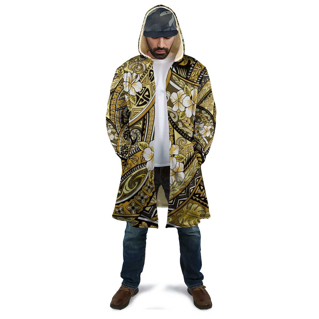 Polynesian Hibiscus Tropical Yellow Floral Cloak Tribal Pattern - Polynesian Pride