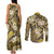 Polynesian Hibiscus Tropical Yellow Floral Couples Matching Tank Maxi Dress and Long Sleeve Button Shirt Tribal Pattern - Polynesian Pride