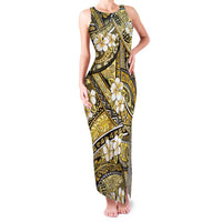 Polynesian Hibiscus Tropical Yellow Floral Family Matching Tank Maxi Dress and Hawaiian Shirt Tribal Pattern - Polynesian Pride