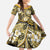 Polynesian Hibiscus Tropical Yellow Floral Kid Short Sleeve Dress Tribal Pattern - Polynesian Pride