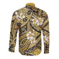 Polynesian Hibiscus Tropical Yellow Floral Long Sleeve Button Shirt Tribal Pattern LT01 - Polynesian Pride