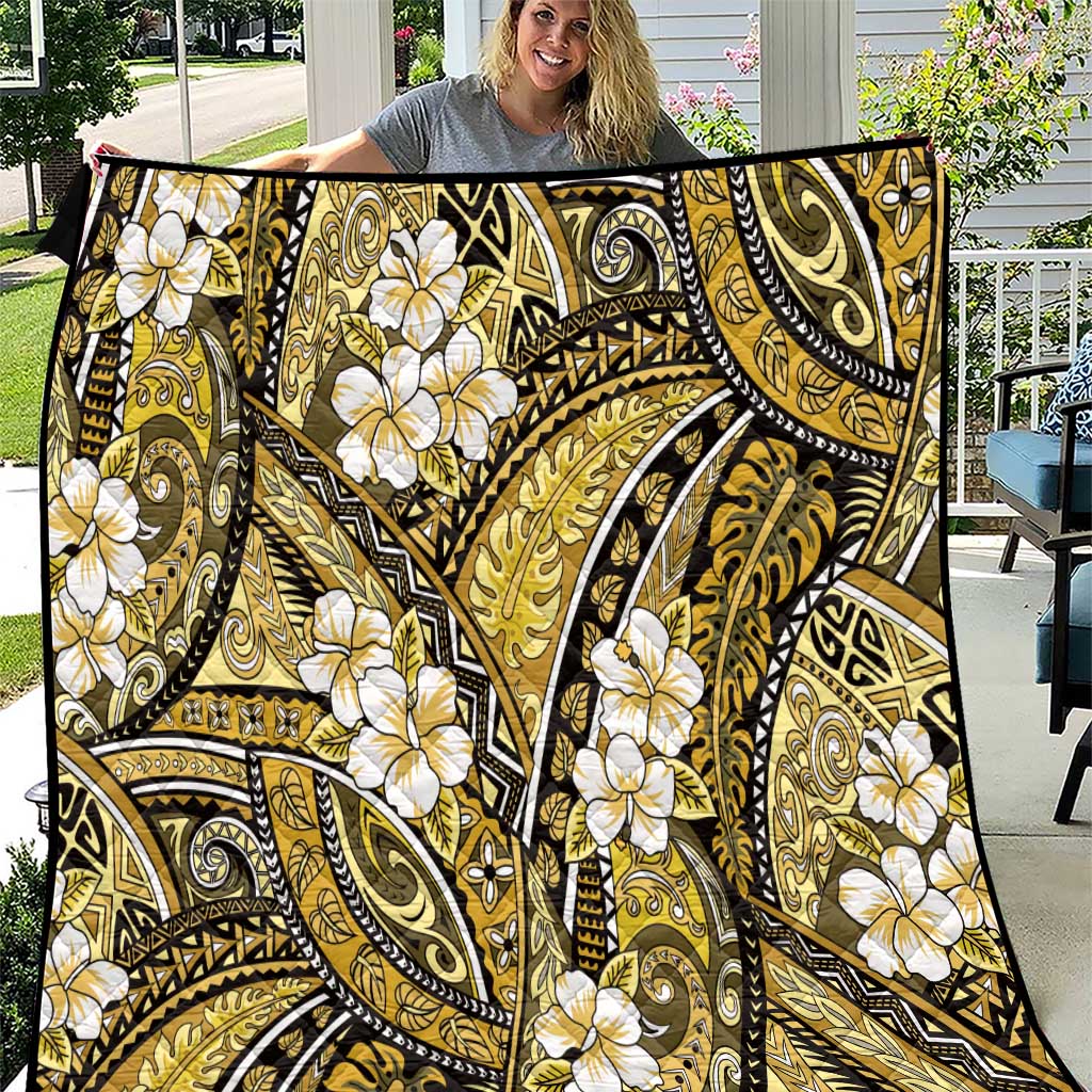 Polynesian Hibiscus Tropical Yellow Floral Quilt Tribal Pattern LT01 Yellow - Polynesian Pride
