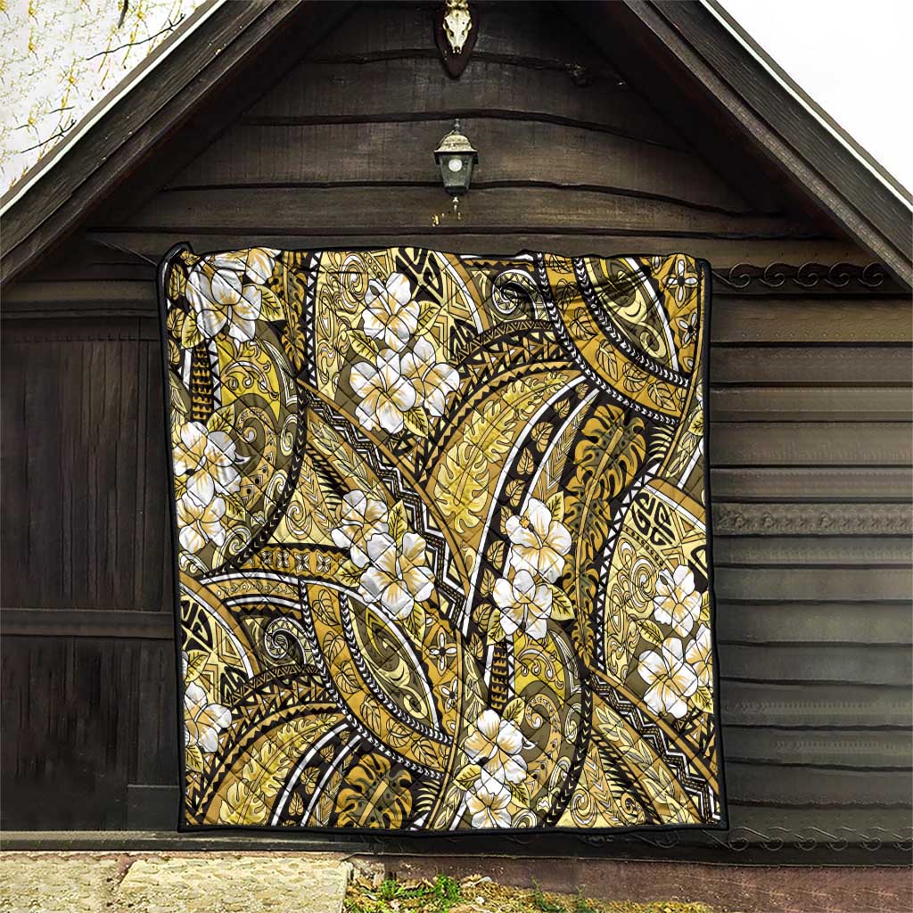 Polynesian Hibiscus Tropical Yellow Floral Quilt Tribal Pattern - Polynesian Pride
