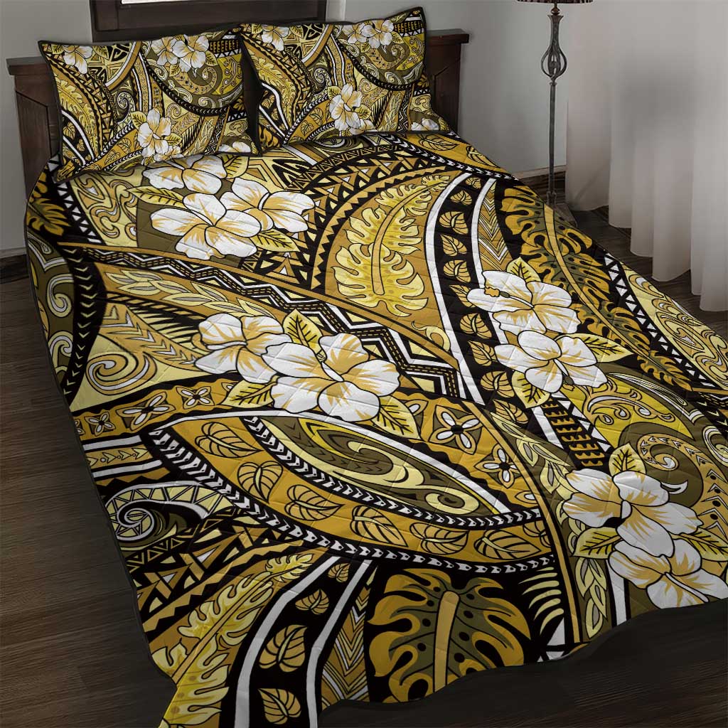 Polynesian Hibiscus Tropical Yellow Floral Quilt Bed Set Tribal Pattern LT01 Yellow - Polynesian Pride
