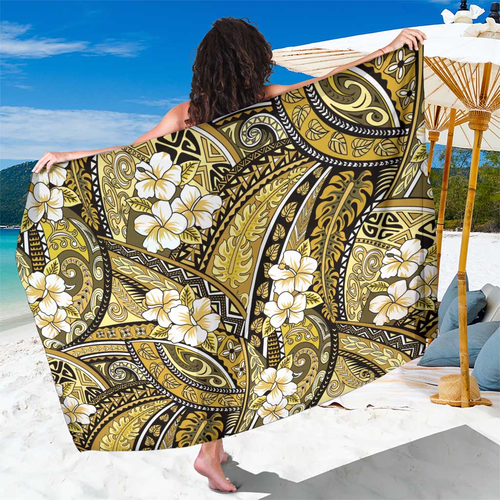 Polynesian Hibiscus Tropical Yellow Floral Sarong Tribal Pattern - Polynesian Pride
