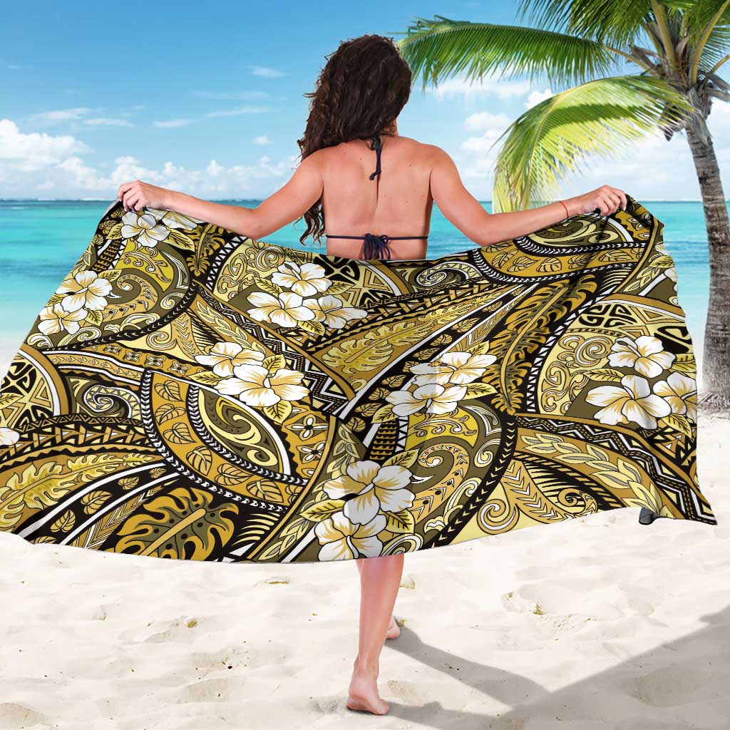 Polynesian Hibiscus Tropical Yellow Floral Sarong Tribal Pattern - Polynesian Pride
