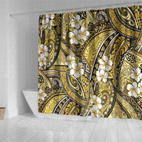 Polynesian Hibiscus Tropical Yellow Floral Shower Curtain Tribal Pattern - Polynesian Pride
